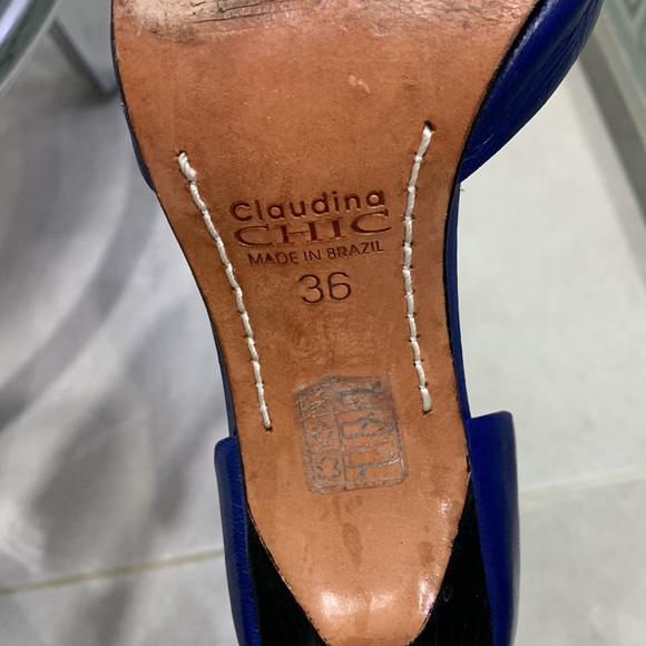 🌸VTG Claudina Chic 💯% Leather Ombré Black/Blue Pumps - Picture 9 of 11